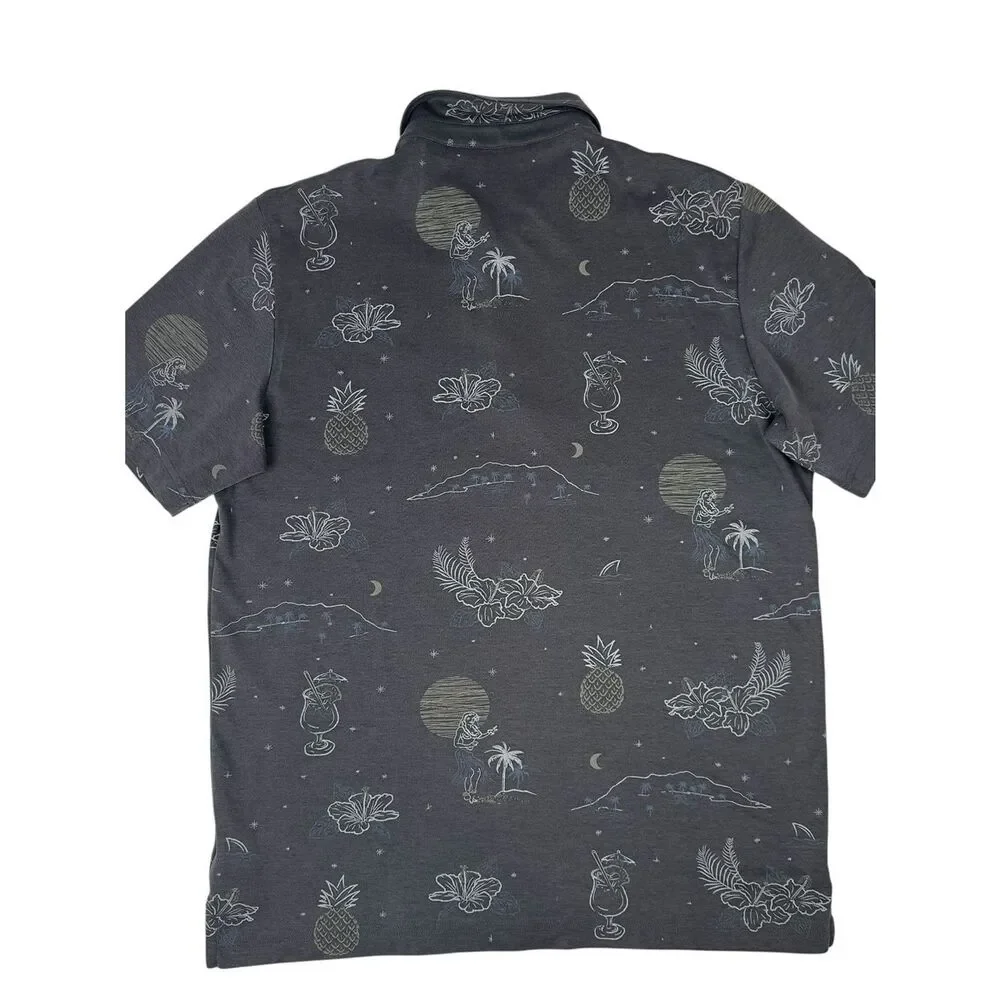 Travis Mathis Men's Hawaiian Short Sleeve Golf Polo Shirt Size Large